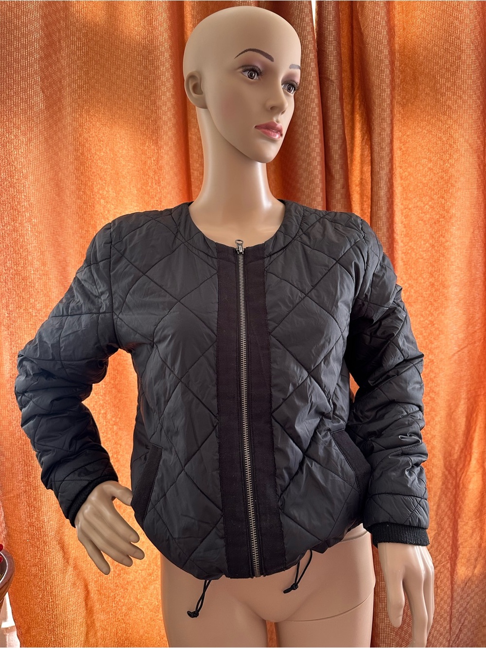 LOFT Black Quilted Bomber Jacket